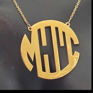 Necklace Gold Over 925 Sterling Monogram Pendant